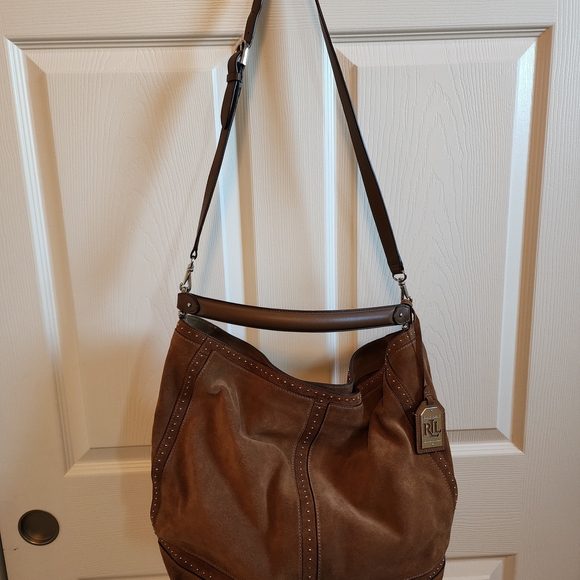 Ralph Lauren Baswick Brown Suede Hobo Bag - Picture 10 of 16